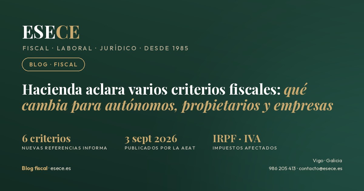 Hacienda aclara varios criterios fiscales: seis referencias nuevas del INFORMA sobre IRPF e IVA, publicadas por la Agencia Tributaria el 3 de septiembre de 2026, que afectan a autónomos, propietarios y empresas.