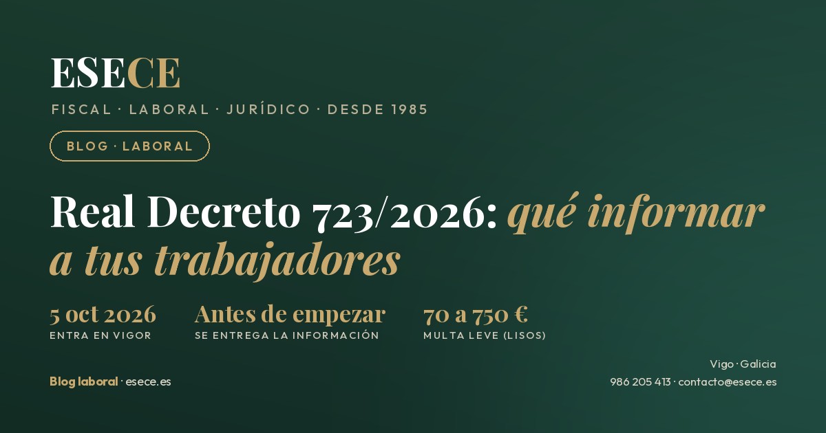 Real Decreto 723/2026: desde el 5 de octubre de 2026 la información sobre las condiciones de trabajo se entrega por escrito antes del primer día; la multa por no hacerlo va de 70 a 750 euros.